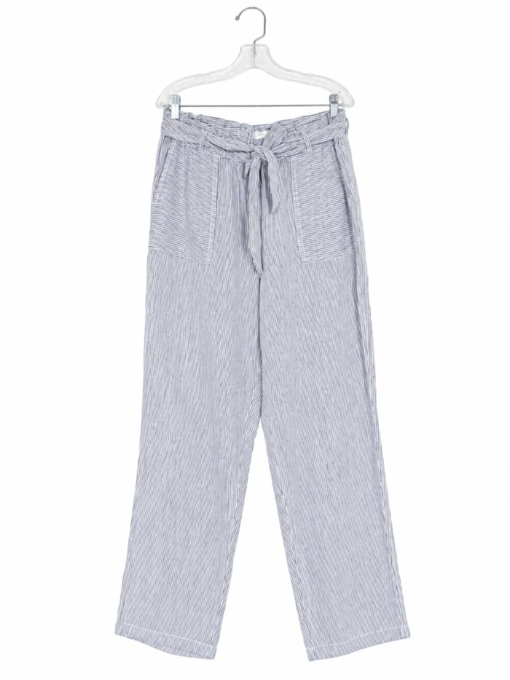 C&C CALIFORNIA Striped 100% Linen Paperbag Straight Leg Summer Pants Size XL